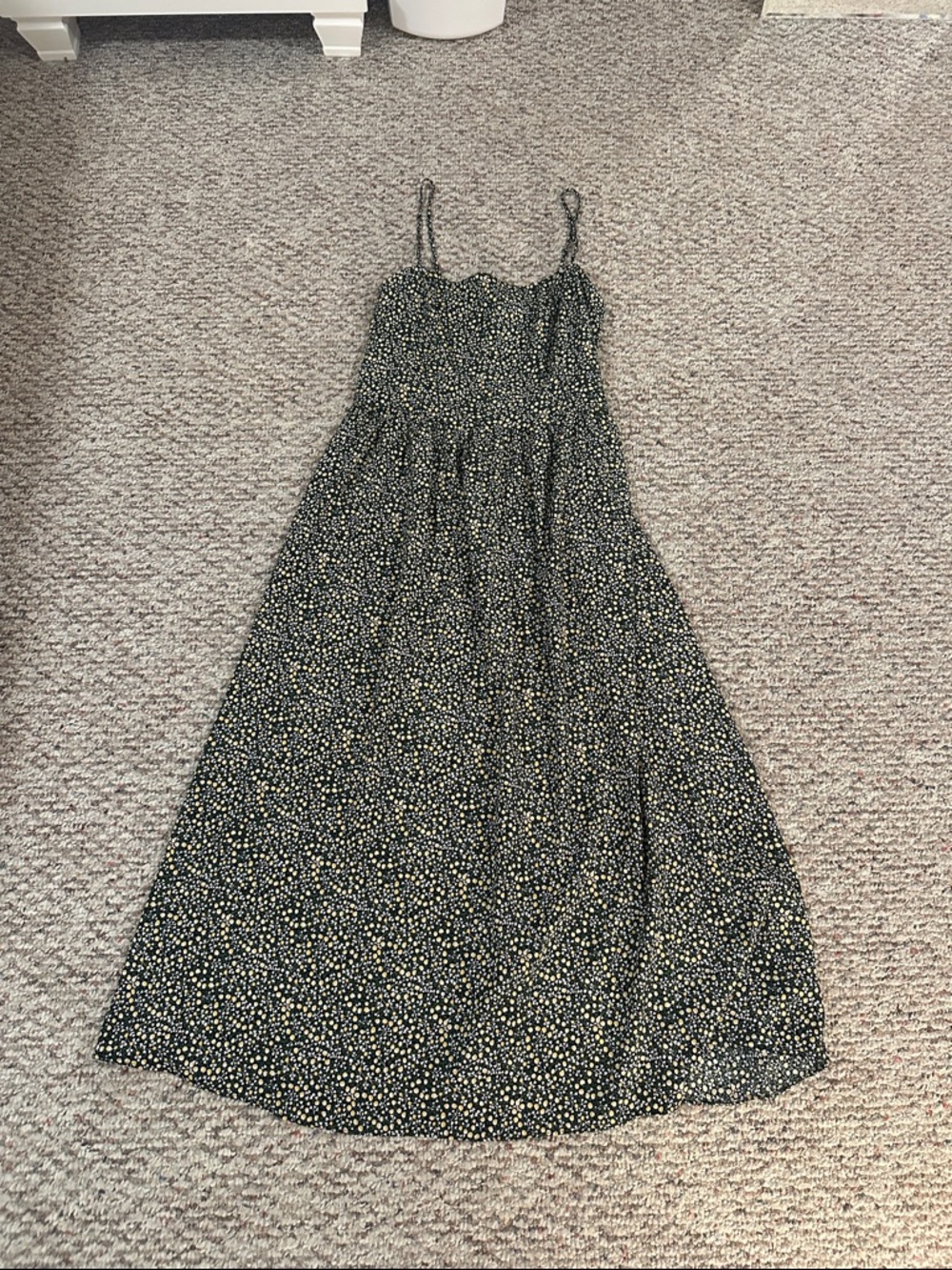 Goodthreads Black Spotted Maxi Dress with Yellow and White Dots